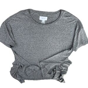 Current Elliot T-Shirt The Side Slit Ruffle Tee Jersey Knit‎ Gray Top Women Sz 2
